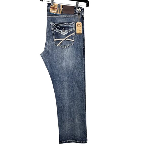 T.K Axel NWT Mens 38X32 Slim Boot Stretch Denim Jeans 5 Back Flap Pockets Rugged - Picture 3 of 10